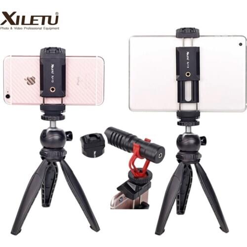 XILETU XJ13 Universal Tablet Clip Smartphone Holder Clip Stand w Mini Tripod Adjustable Bracket For Mobile Phones Ipro Tablets