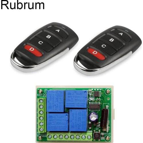 Rubrum 433MHz Universal Wireless Remote Control smart Switch DC12V 4CH Relay Receiver Modul RF Transmitters Lamp Fan Room Light