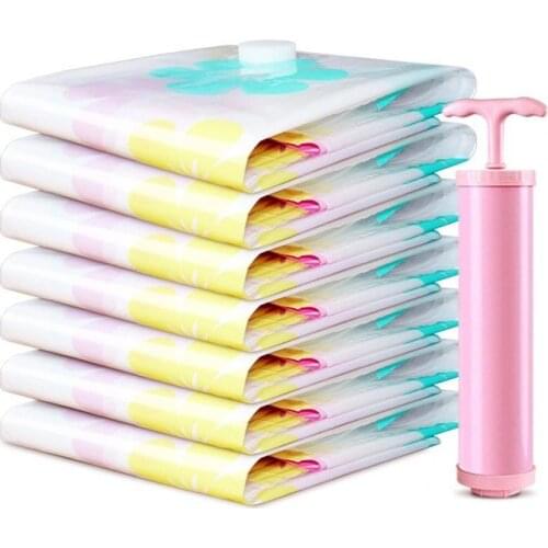 5Pcs/Set Vacuum Storage Bag Package Organizer Quilts Clothes Saving Space Travel Transparent Extra Large Compressed Bags