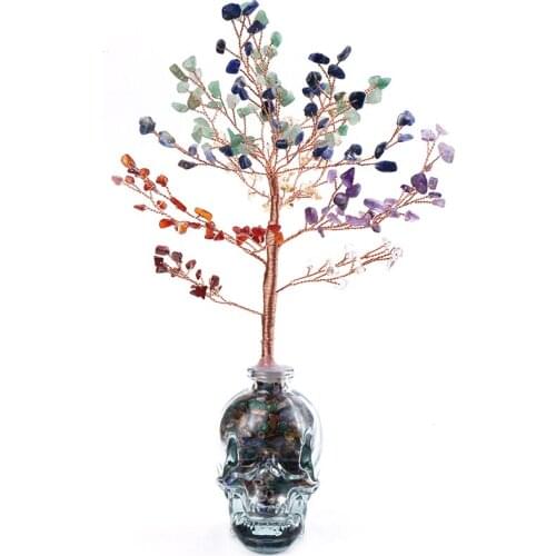 XSM 7Chakra Healing Crystals Quartz Tree Of Life Money Tree Skull Bottle Feng Shui Ornaments Home Decoration for Wealth & Luck