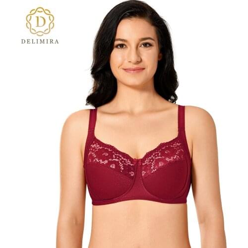 DELIMIRA Womens Lace Full Coverage Wireless Non-padded Plus Size Bras