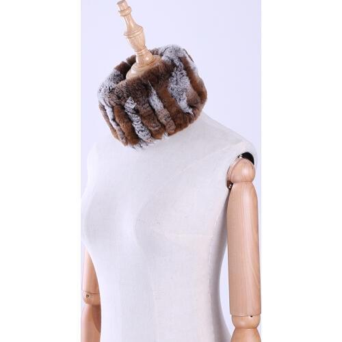 Women Real Fur Snood Handmade Elastic Fur Scarf Knit Genuine Rex Rabbit Fur Headbands Girls Natural Fur Ring Scarves Winter