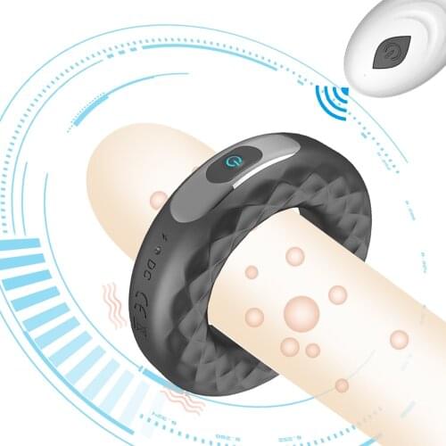Silicone Cock Ring Vibrator Sex Toys for Men Vibrating Penis Ring Wireless Remote Control Delay Ejaculation 10 Modes Lock Ring