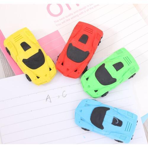 1pc Super Cute Send Random Kawaii Children Sports Car Pencil Erasers Rubber Eraser for Kids School Office Supplies Kids Gift