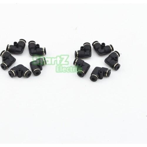 10pcs 4mm High Quality The black connector Plastic Elbow Pneumatic Fittings quick tube fitting PV-04