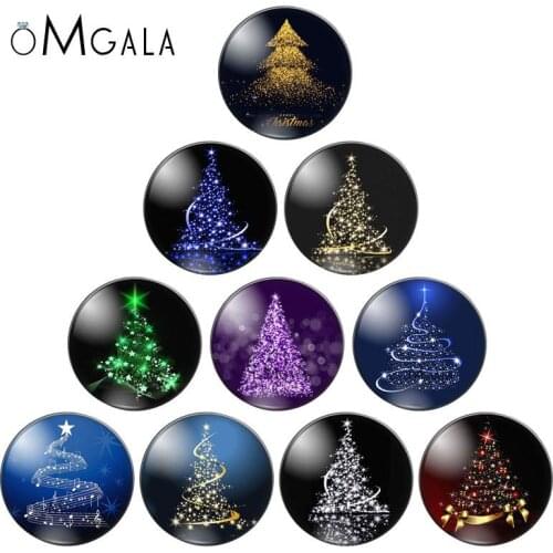 Shiny Christmas Tree Gifts 10pcs mixed 12mm/18mm/20mm/25mm Round photo glass cabochon demo flat back Making findings