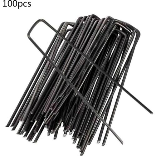 10 Pcs U-shape Garden Staples Ground Stakes Pegs Garden Pins Spikes for Securing