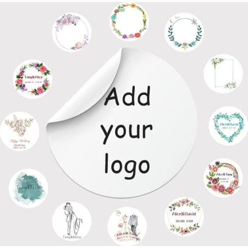 100pcs LOGO Wedding DIY stickers Personalised Add Your Text Custom Invitations Seals Favors business white Labels 3.5CM