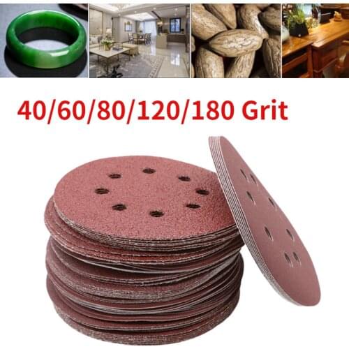 100PCS 5Inch 125mm Round Sandpaper Eight Hole Disk Sand Sheets Grit 40-240 Hook and Loop Sanding Disc Polish Abrasive Tools