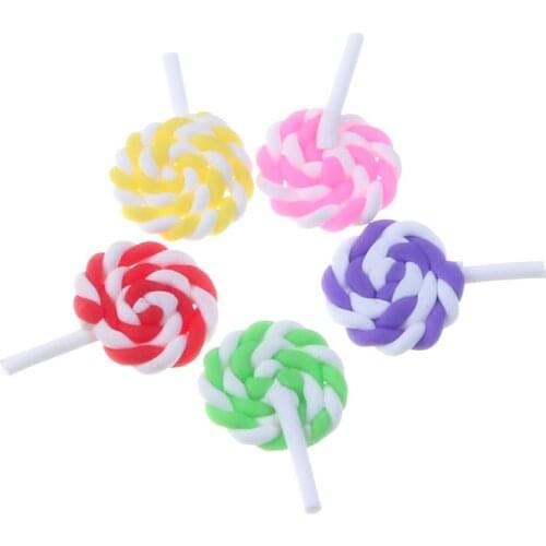 20Pcs Mixed Multicolor Clay Lollipop Cabochon Flatback Decoration Crafts Embellishments For Scrapbooking Diy Accessories
