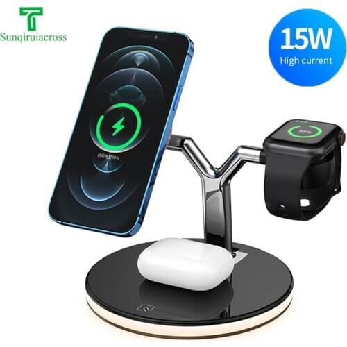 3 In 1 Fast Charging 15W Wireless Chargers Stander Carregador Telefones Celulares Mobile Phones Cargador Inalambrico Desk Holder