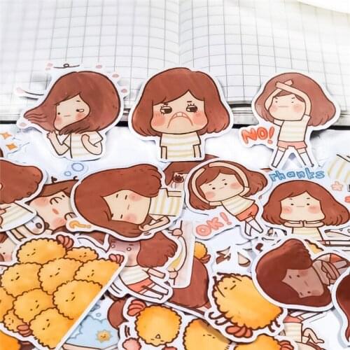 40pcs/pack cute Korean characters girls decoration Notebook Crafts And Scrapbooking Decorative thin paper Sticker Lovely DIY