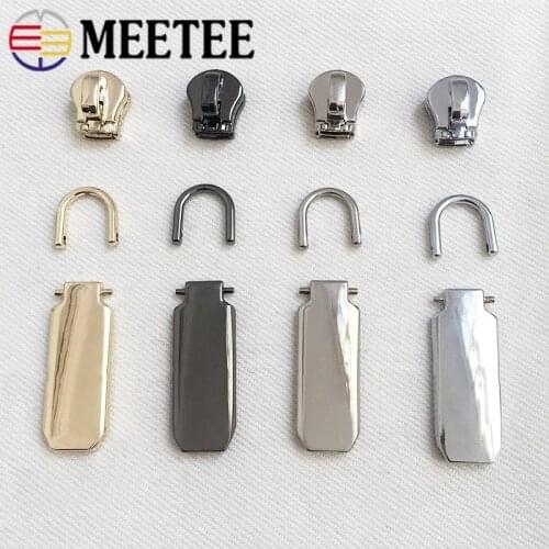 5pcs 5# Metal Zipper Head Lock Zipper Sliders Detachable Zip Puller Lightning Repair Kit DIY Clothing Bags Sewing Accessories