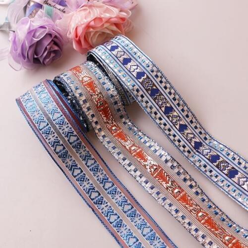 5-yard 3.8cm handmade golden-blue ribbon gloss wedding Christmas decoration DIY ribbon card gift packaging