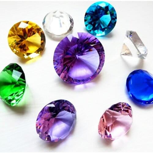 50mm Rainbow Crystal Glass Cute DIamond Paperweight Fengshui Raw Amber Wedding Home Decor souvenirs Gift Products For Guests