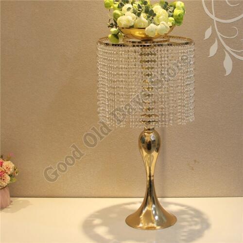 68cm Tall Crystal Wedding Centerpiece Gold Table Flower Stand Wedding Chandelier Party Props