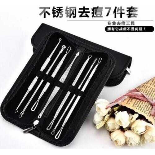 By ems or dhl 100sets 7PCS/1set Blackhead Comedone Acne Pimple Blemish Extractor Remover Stainless Needles Beauty tools