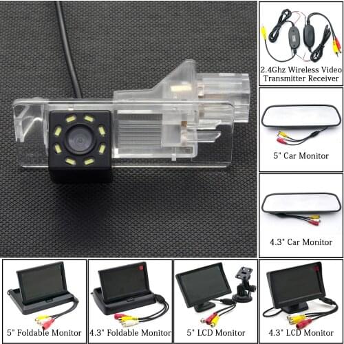 8LED Car Parking Rear View Camera 4.3" 5" Mirror LCD Monitor Wireless For Renault Fluence 2013 2014 2015 Clio 4 Megane 3 Captur