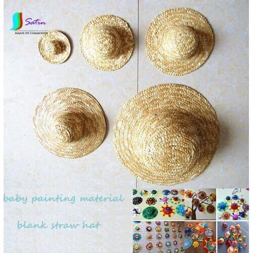 9/15/18/22/32cm Childrens DIY Painting Straw Hat Weaving Handcraft Figure Accessories Home Decoration Toy Creative Art S0233H