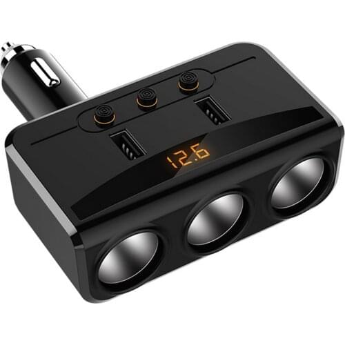 Dual USB Port 3 Way Auto Car Cigarette Lighter Socket Splitter Charger Plug Adapter DC/5V 3.6A For All Phone PC Ipad