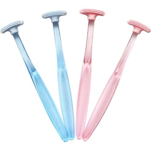 Double Sided Tongue Scraper Cleaning Tongue Brush Fresh Breath Cleaner Coated Tongue Cleaning Toothbrush For Oral Hygiene Care