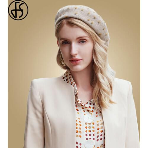 FS Fashion Berets Hat For Women Ladies Female Wool Beanie Hats Caps Vintage Winter Autumn 2020 Beige Boinas Warm Cap Beret Femme