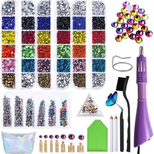Hot Sale New Set 7210pcs Hot Fix Rhinestones EU or US PLUG Hotfix Applicator&7 Tips Crystal Glass Rhinestones Iron-on Wand Stras