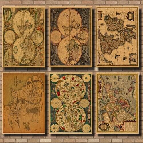 Various Treasure map/ Kraft poster/ brown paper / bar coffee shop decoration painting Wall Stickers gift 1