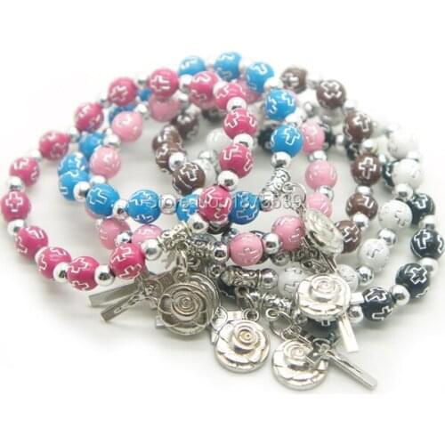 Catholic rosary bracelet , fashion bracelets, rose bracelets