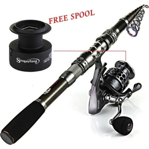 Sougayilang Fishing Rod Reel Set 1.8-3.3m Portable Telescopic Fishing Pole Spinning Reel for Travel Saltwater or Freshwater