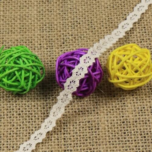 9mm Flower Cotton Lace Trim Beige Decoration Trimmings For Headwear Handmade Garment Sewing Needlework 5/10/20/30/40/50 Yards