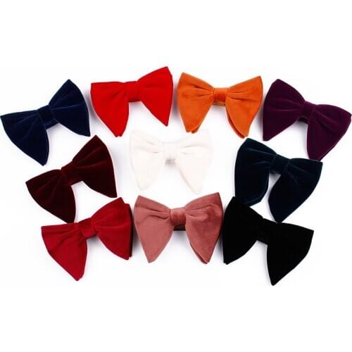 Linbaiway Hot Velvet Big Bowties for Women Mens Groom Party Adjustable Female Bow Tie Gift Tuxedo Groom Bow Tie Custom Logo