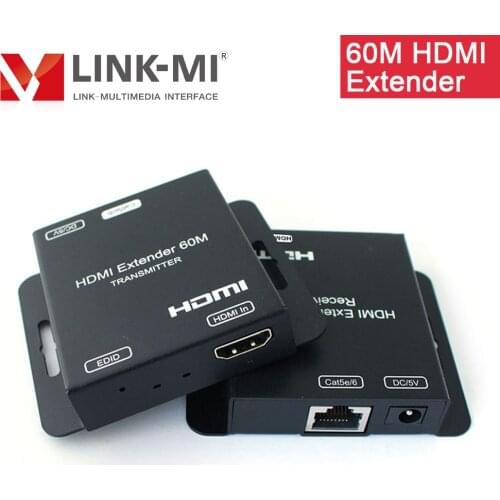 LINK-MI 60m HDMI Extender over Single Cat5e/6 Support 1080p@60Hz 3D EDID Bidirection POC