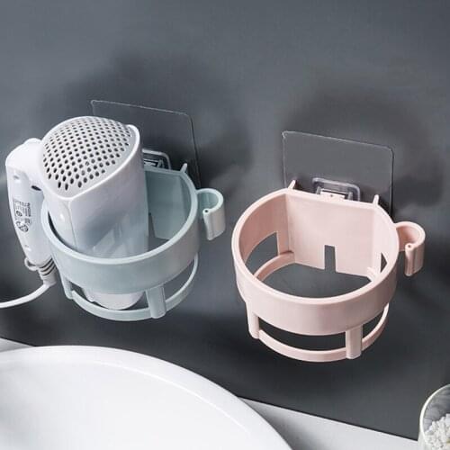 Multifunctional Adhesive Hair Drier Organizer Bathroom Non-punch Paste Hair Dryer Rack Without Trace Hair Dryer Storage Rack