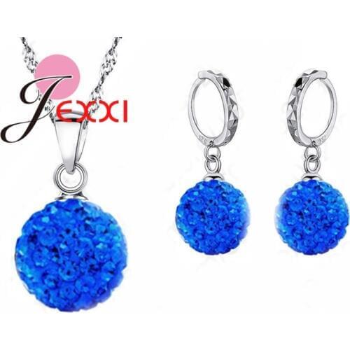 Fashion Wholesale Colorful Crystal Jewelry 925 Sterling Silver ,Austrial Crystal Necklace&Earring Sets