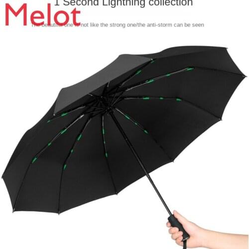 Mens Extra-Large Reinforcement Thickened Fold Self-Opening Umbrella Large Ultra Large Umbrella Storm Wind-Resistant Windproof