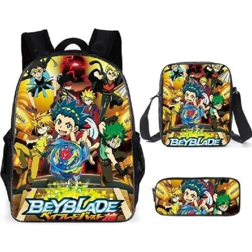 New Beyblade Burst School Backpack Insulated School Bag Kids Bookbag Zipper Pencil Case for Kids Casual Mochila Feminina