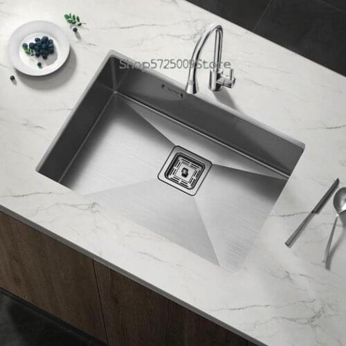 Stainless Steel Sink Single Sink Sink Household Kitchen Dishwashing Sink Under Counter Basin Manual Sink Vegetable Sink
