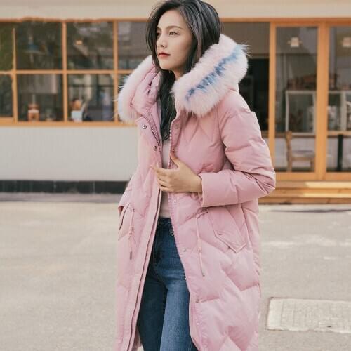 Warm Hooded Parkas Jacket 90% White Duck Down Jacket Womens Winter Jackets and Coats Big Fur Collar Coat Female 9Y723 WPY915