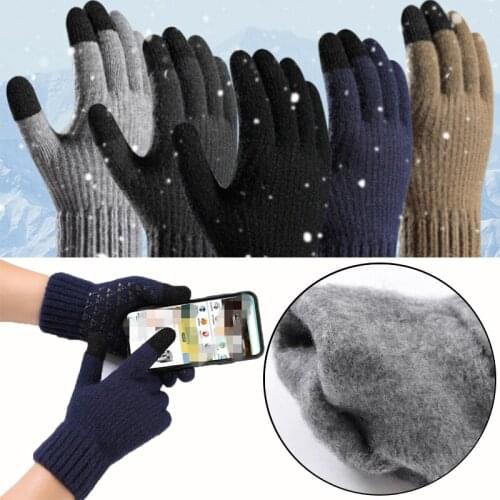 Knitted Warm Gloves Adult Outdoor Mens Flexible Grasp High Quality Thicken Autumn Winter Tou Screen Cycling Gloves