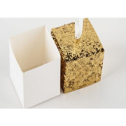 Candy box bag chocolate paper gift package for Birthday Wedding Party favor Decor supplies DIY baby shower shiny golden Wh