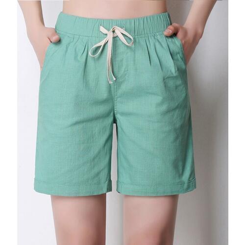 New 2020 Summer shorts women high waist Fashion Pleated Loose solid cotton linen feminino short for women shorts M-5XL 6XL 7XL