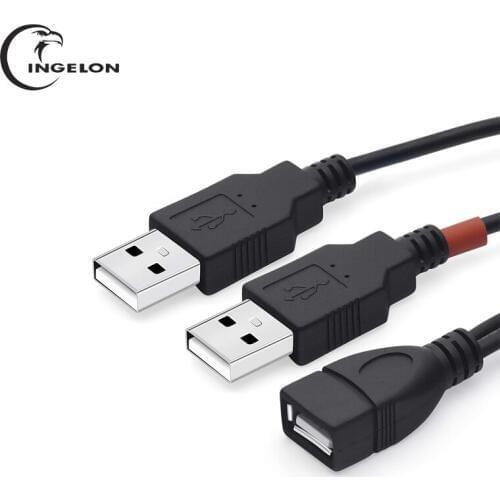 USB Splitter Cable USB 2.0 A Female to Dual USB Male Jack Y Splitter Data Charger Cord Extension Adapter Cable Charge 30cm