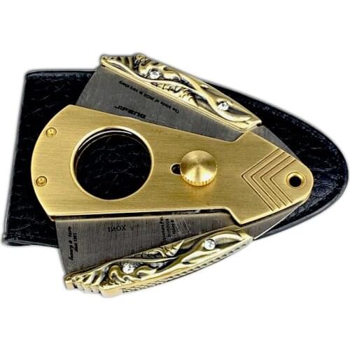 High Quality JiFENG Bronze/Ancient Silver Color Stainless Steel Sharp Dual Blades Cigar Cutter Cigar Scissors Pocket Cigar Tool