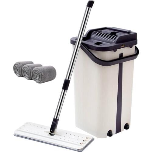 Wonderlife_aliexpress Store Squeeze Mop and Bucket Flat Mopa for Wash Floor Cleaning Tools Lazy Mops Lightning Offers Pad