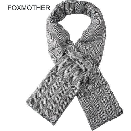 FOXMOTHER 2019 New Styles Brand Ladies Winter Fashion Black White Plaid Houndstooth Scarf Stuff Wrap Down Scarves Foulard Women