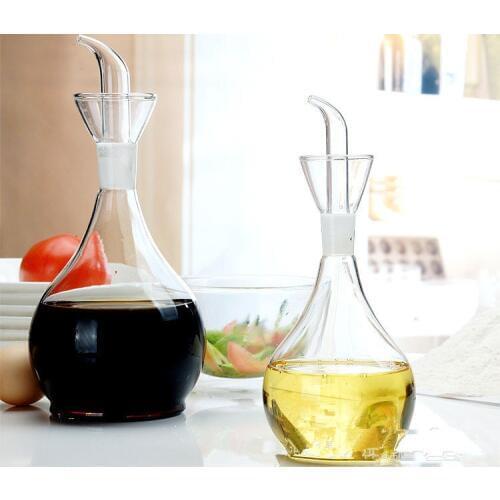 1PC Large Capacity 500ml 1000ml Glass Oil Bottle Vinegar Jar Kitchen Glass Pot Seasoning Bottle Creative Leak Proof OK 0357