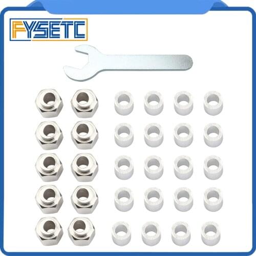 FYSETC 10PCS Hexagonal Eccentric Column 20PCS Round Column Height 8mm Inner Hole 5mm for V Wheel 3D Printer Parts