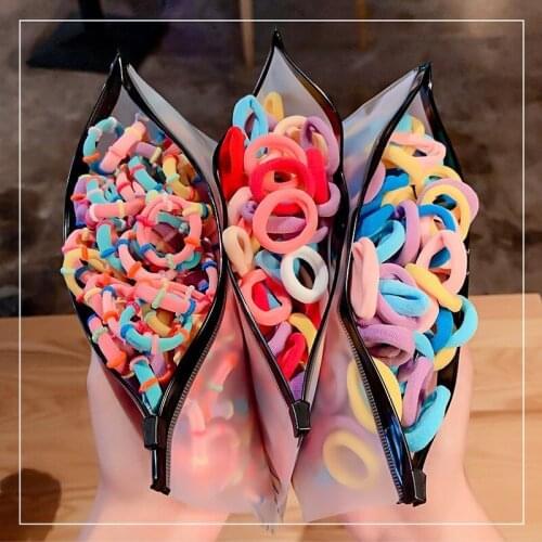 100 Pcs/Bag Children Baby Cute Colors Nylon Elastic Hair Bands Girls Sweet Ponytail Holder Rubber Bands Kids Hair Accessories