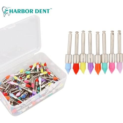 100Pcs Dental Polishing Brush Prophy Brushes Nylon Bristle Rubber Flat Sharp Polisher Oral Cleaning Teeth Whitening